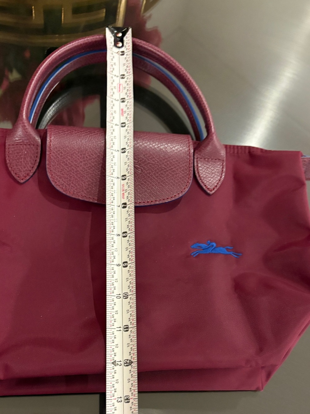 Longchamp Le Pliage Club Small Nylon Travel Bag Plum - Picture 9 of 15